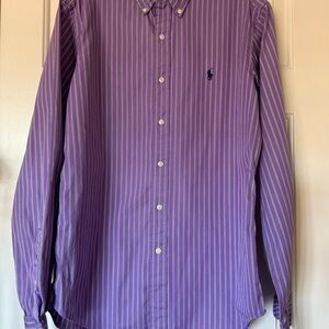 Ralph Lauren Men's Purple Striped Button Down Shirt